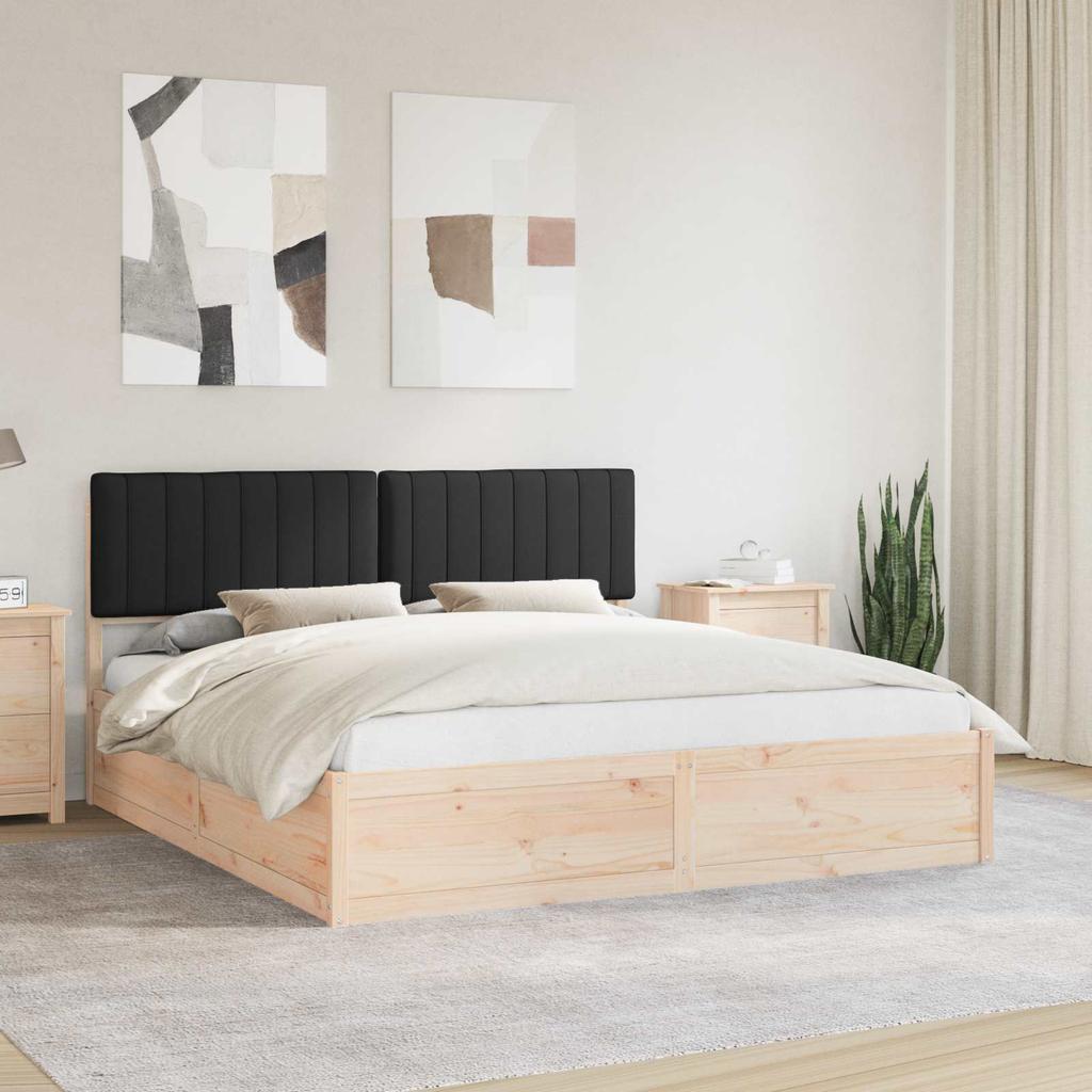 Bed Frame with Upholstered Headboard Black 180 x 200 cm
