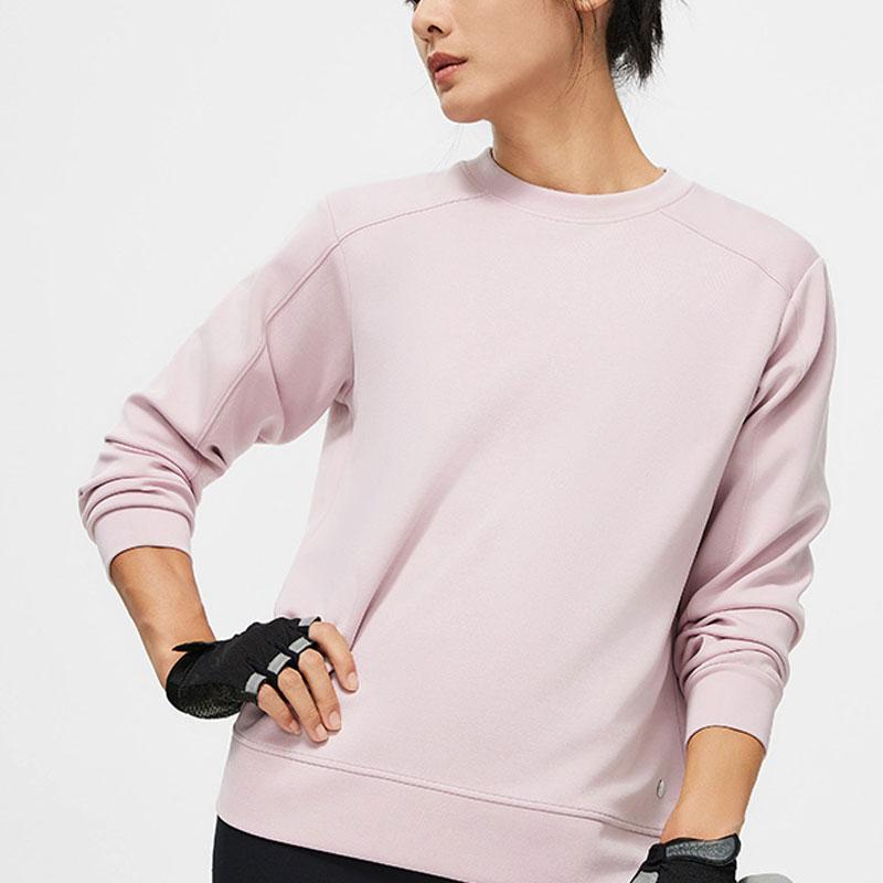Li Ning Fitness Series Solid Color Round Neck Knitted Pullover Sweatshirt Women Sweatshirt Lotus-Pink-Purple AWDU110-5
