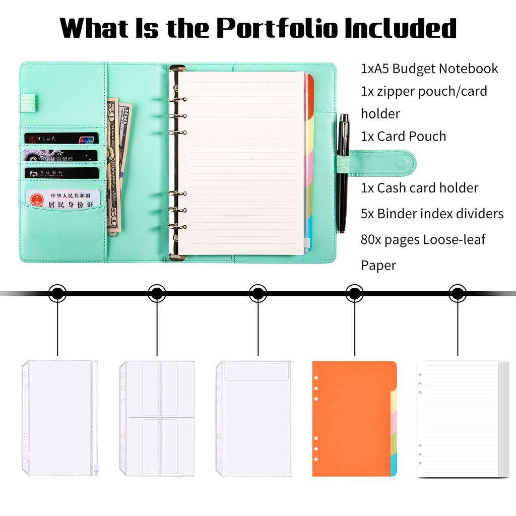 A5  With 80 Sheet Inner Line PU Leather DIY Binder Notebook Cover Diary Agenda Planner Paper Cover School Stationery