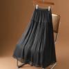 2025 Summer Women New Skirts Solid Elastic Waist Pleated Mesh Elegant Skirts