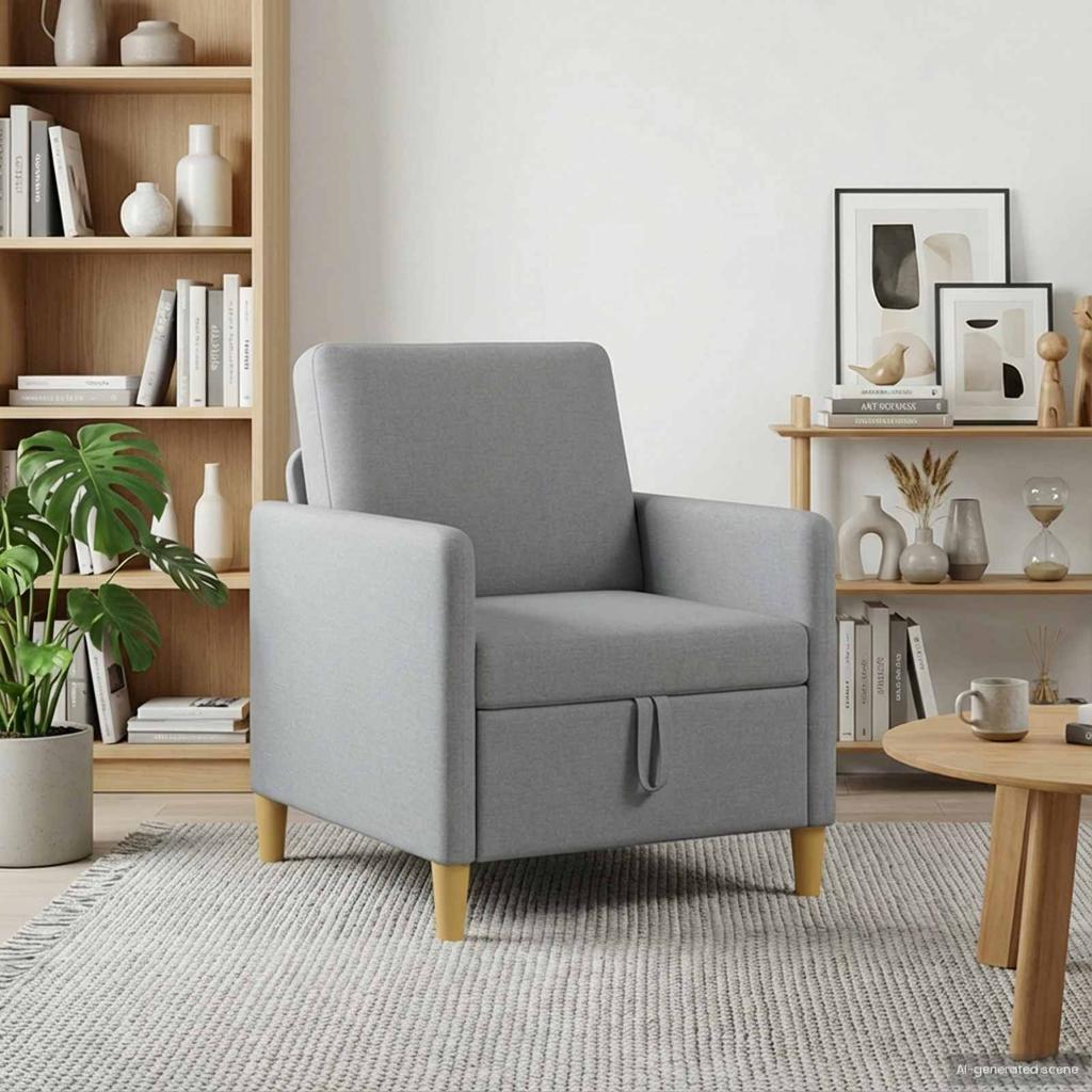 Storage Sofa in Light Grey 72 x 78 x 87 cm Polyester
