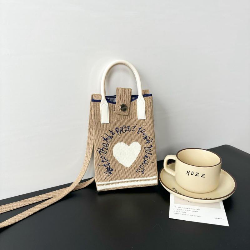 Mobile phone bag flower knitted bag niche versatile shoulder messenger bag trendy tote bag flower knitting