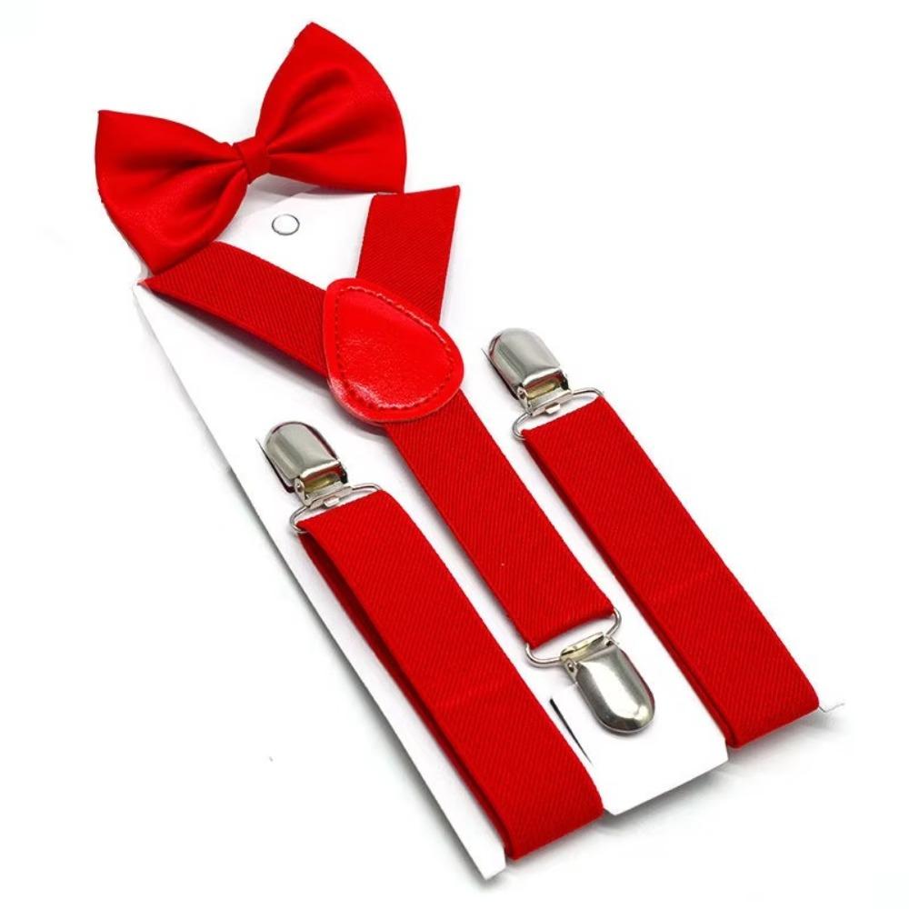 Solid Color Suspenders Bowtie Elastic Children Belt Classic Accessory Y-Back Braces