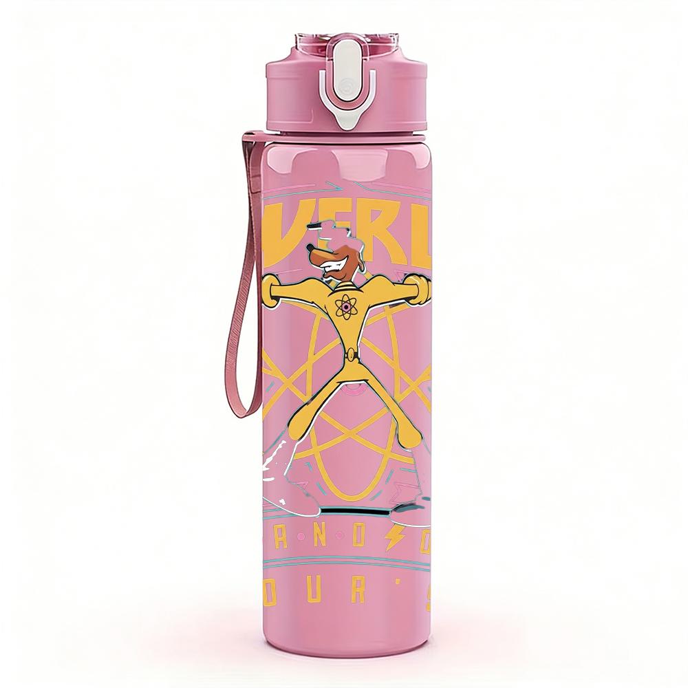 1PC Powerline Retro Cartoon Tour Graphic Print 750ml Portable Sports Water Bottle Leakproof Gym Outdoor Travel Drink Cup
