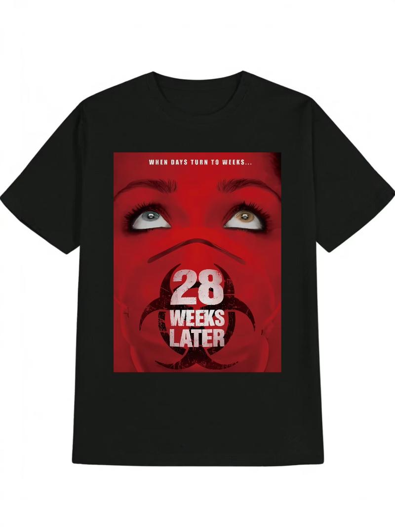 Movie fan clothing bold printed shirt Unisexs casual pattern Tshirt biohazard printed round neck summer top S