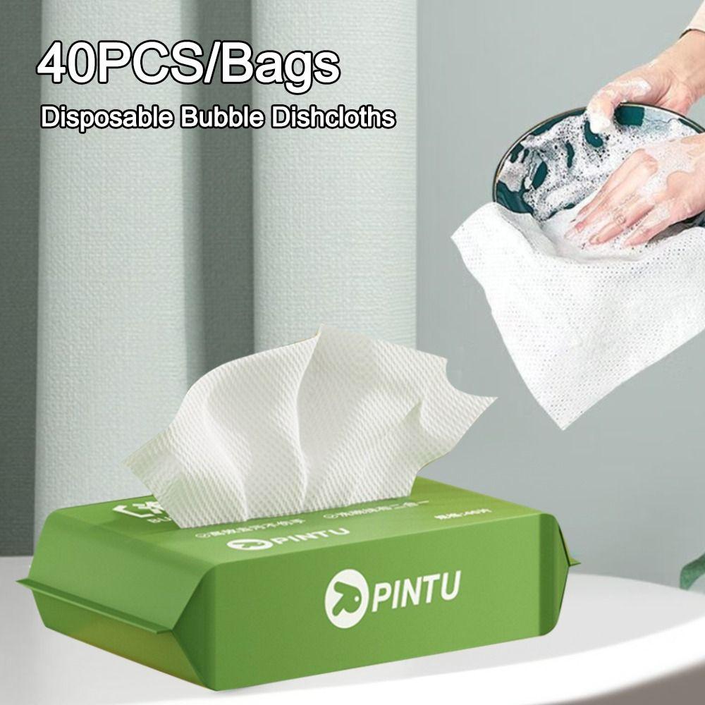 40PCS/Bag Disposable Cleaning Paper Towel Bubble Dish Cloths Cleaning Rags  Kitchen Accessories
