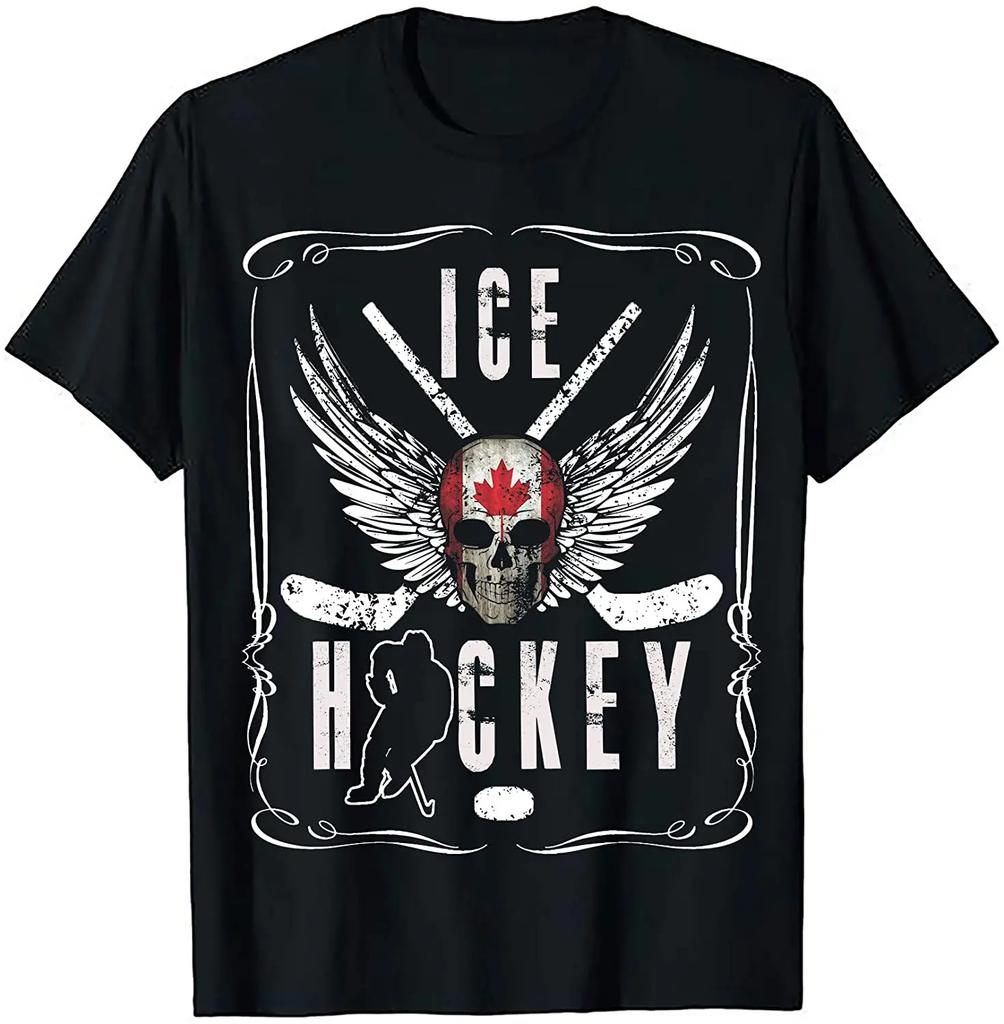 Vintage Canada Ice Hockey Retro Supporter Sports TShirt Premium Cotton Short Sleeve ONeck Mens T Shirt New S3XL