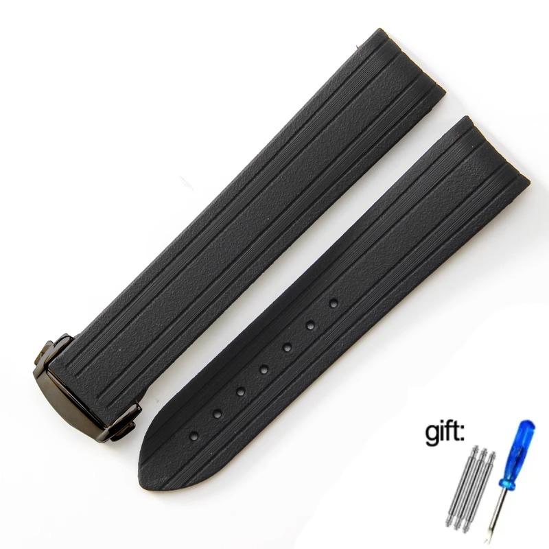 High-Quality Rubber Watch Strap For Omega New Seamaster 300 Watchband Folding Clasp Curved End Men Watches Accessories 20mm