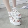 Fashion Women's High Heeled Sandals with Thick Sole, Fish Mouth Design, Lace-up Back Zipper, Flat Heel
