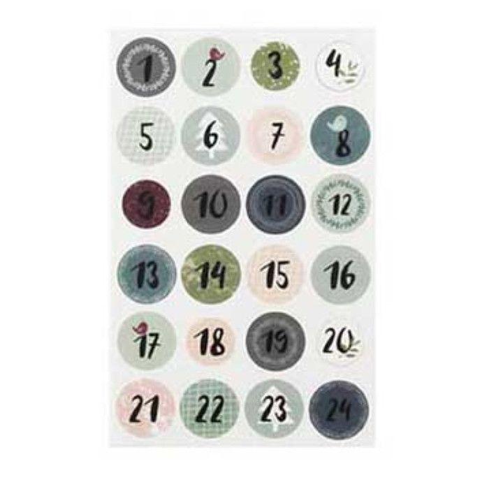 Sticker Chiffres pour calendrier de l'Avent 3 cm 24 pièces