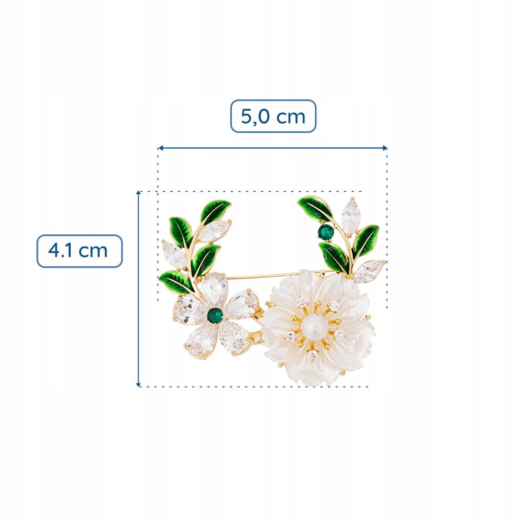 Elegant -Plated Pinets Brooch With Flowers And Cubic Zirconias