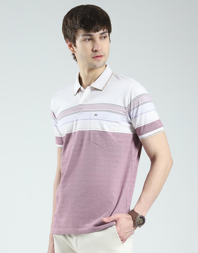 MONTE CARLO Men's Regular Fit Striped Polo Half Sleeve T-Shirt