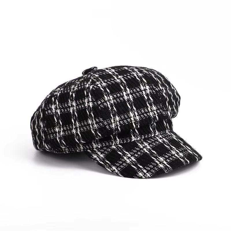 Autumn Winter Hats For Women Retro Black White Octagonal Hat Newsboy Painter Cap Beret Caps Women Vintage Korean Style New