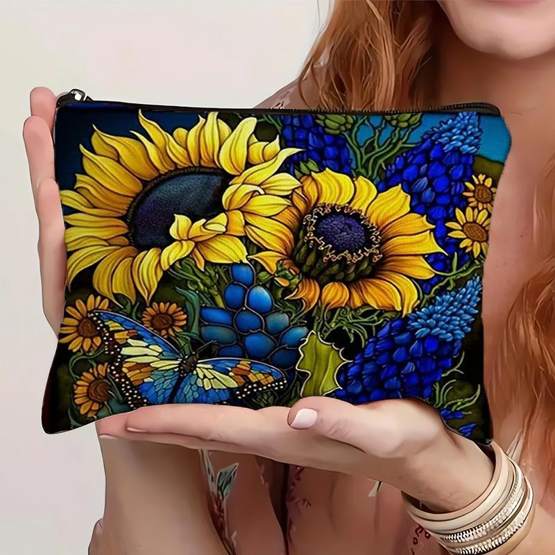 Vintage Floral Waterproof Cosmetic Bag Durable Zippered Makeup Storage Pouch for Women Birthday Gift