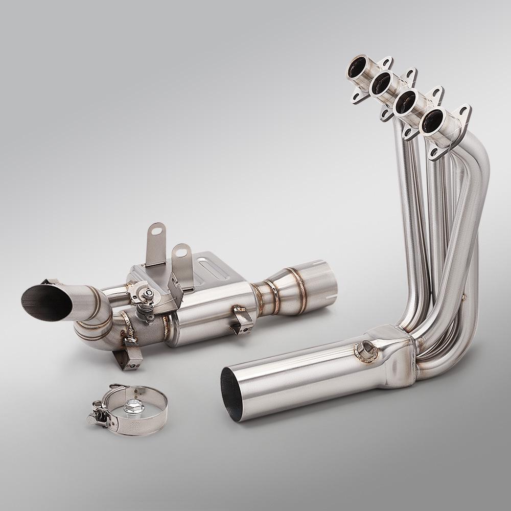 Qianjiang Sai 421 Stainless Steel Dual Valve Exhaust Pipe with Backpressure, Non-Destructive Installation for Front Section of Motorcycles