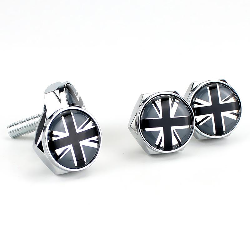 4Pcs USA Italy Germany British Flag Metal Screws License Plate Bolts For VW BM Aud Car Accessories