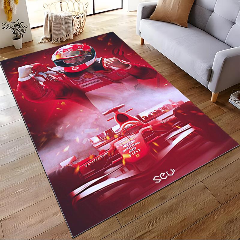 "Red Racing Car and Driver Art Non-slip Rug Suitable for Living Room and Bedroom Sofas"