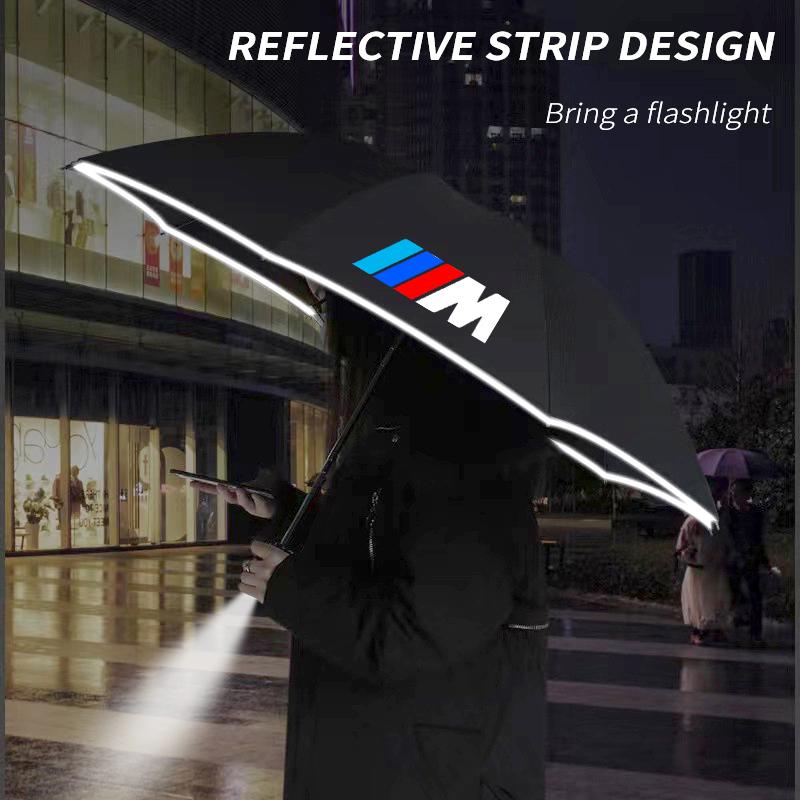 For BMW M Power M3 X1 X3 X5 E36 E39 E46 E60 E90 F10 F20 F30 G20 G30 Car Led Light Automatic Folding Windproof Sunshade Umbrella
