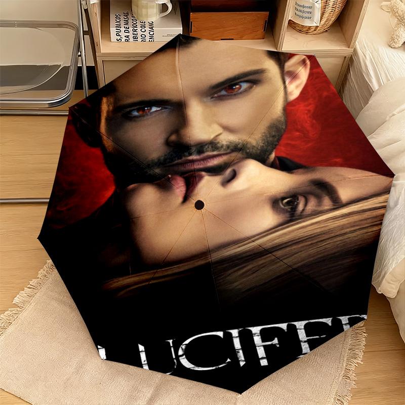 Lucifer Supernatural Drama Poster Automatic Umbrella Suitable Travel Portable Umbrella Outdoor Sun Shading Umbrella Gift Daily Essentials