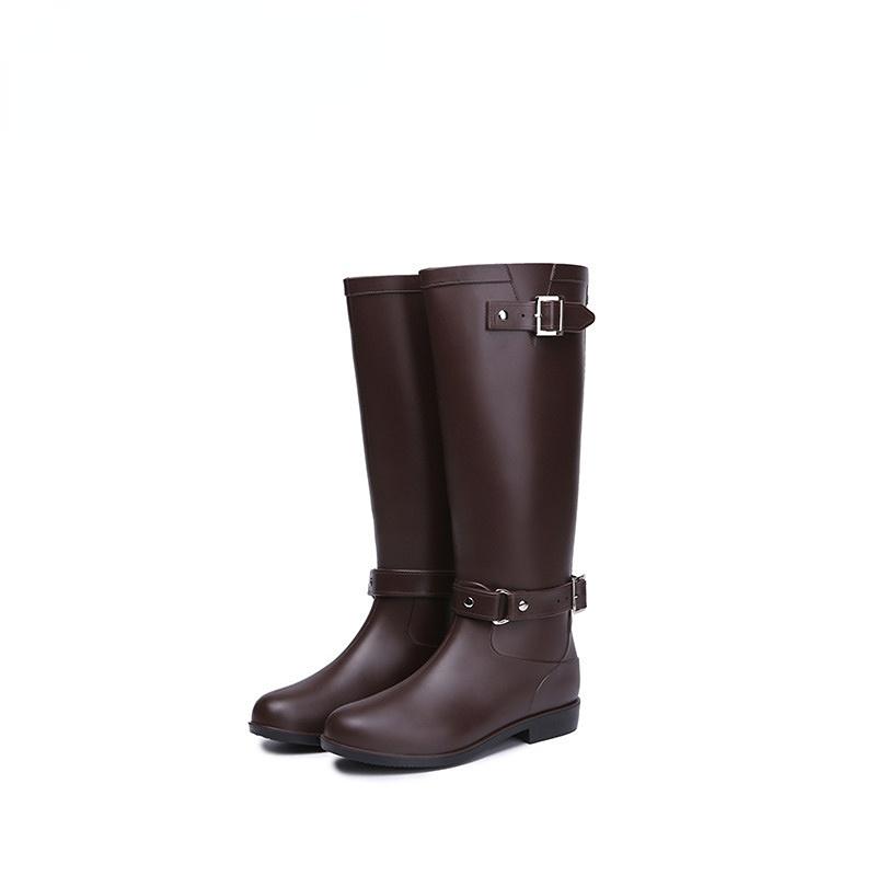 Rain Boots Fashion Water Boots Women's Long Sleeve Zipper High Heel Motorcycle Boots Waterproof and Anti Slip Rain Shoes Women