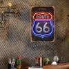Panneau Métallique Plat Ré D Panneau Néon Route Rétro Art Mural Métallique Vintage Décoration Maison Bar Garage