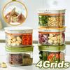 4 Grids Refrigerator Sealed Box Transparent Vegetable Divided Organizers Onion Serving Jar  Snack