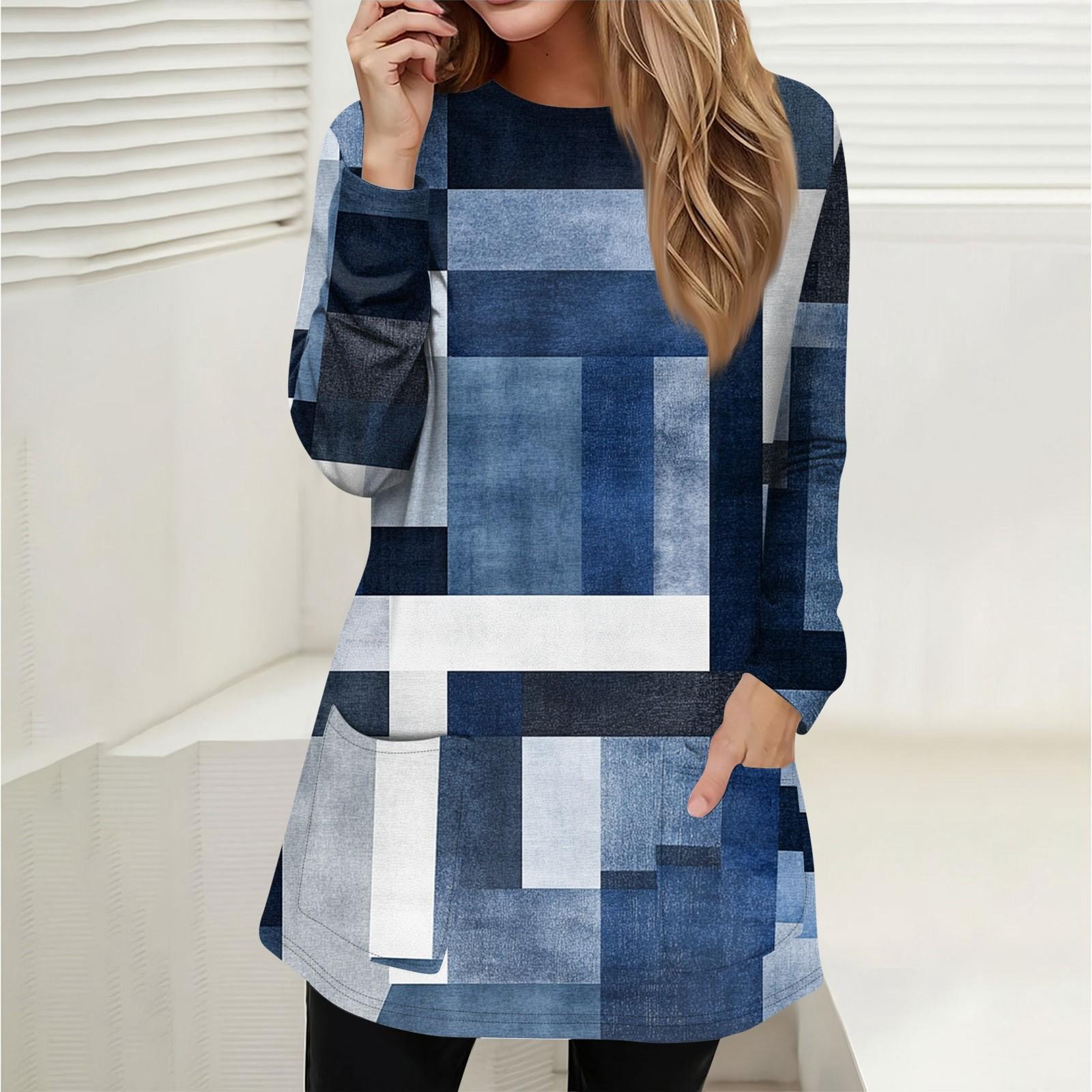 

Женская толстовка, пуловер, спортивная одежда, карман, принт, повседневный топ с круглым вырезом и длинными рукавами M синий