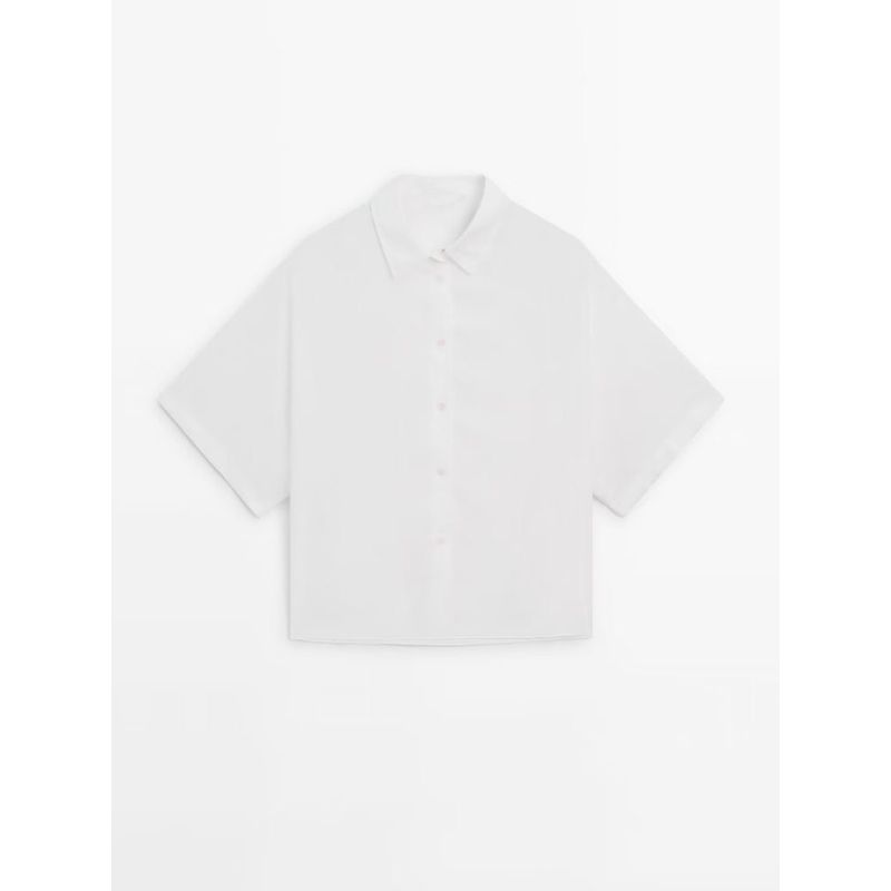 Za2024 Summer New Product Women's Clothes French Style Retro Work Clothing Elegant Lapel Short Sleeve Shirt 05115577 700