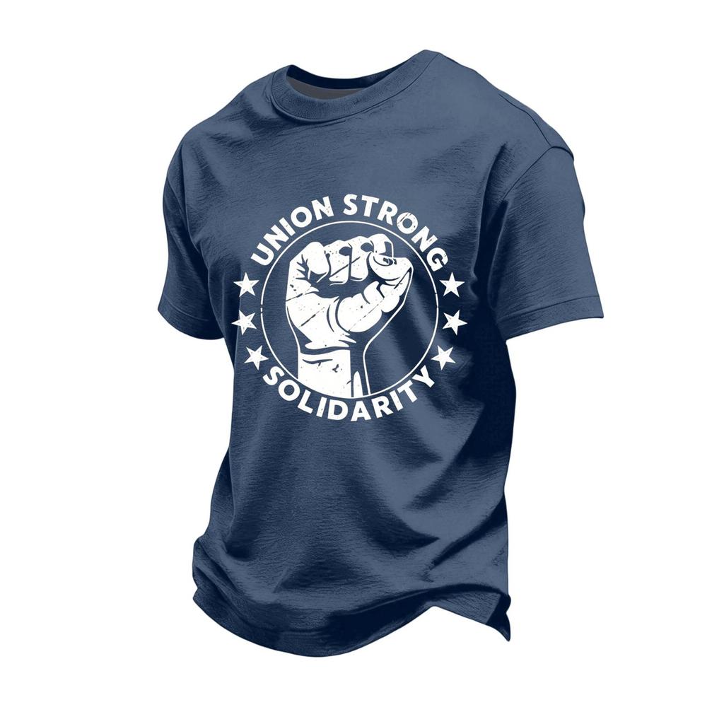 Men's Loose Fit Casual Short Sleeve T Shirt Labor Day Printed Graphic Tee Crew Neck Comfortable Cotton Blend Shirt for Everyday Wear
