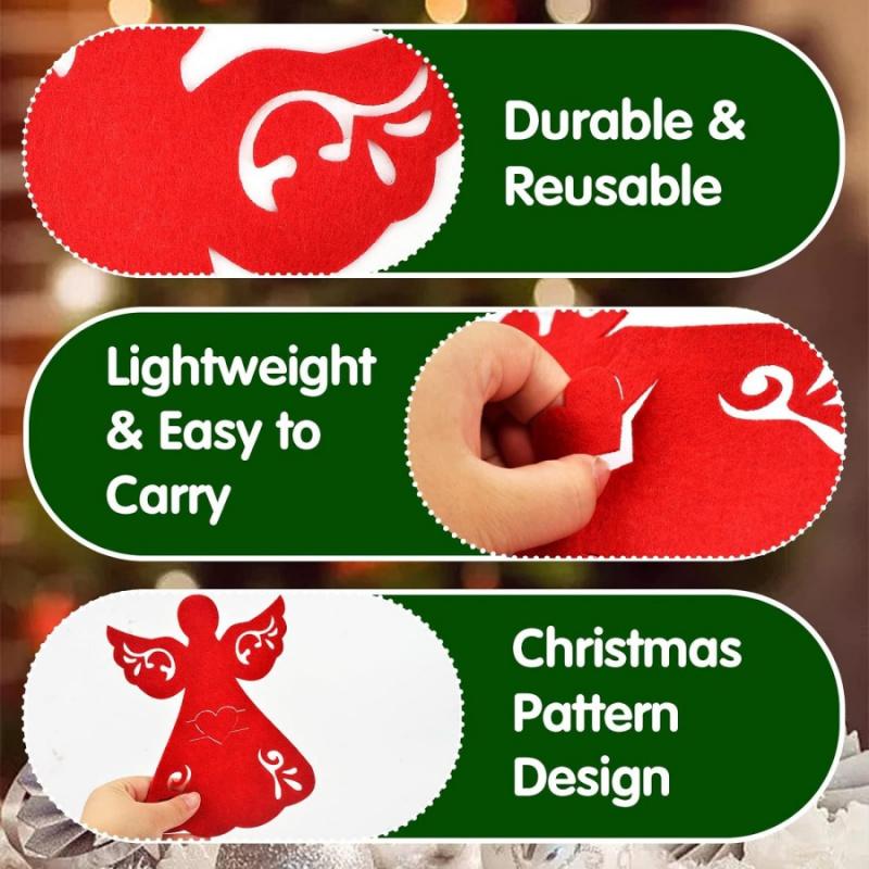 2/4pcsChristmas Angel Tableware Bag Christmas Tree Hanging Decoration Red Felt Placemat Party Dining Table Kitchen Decoration Co