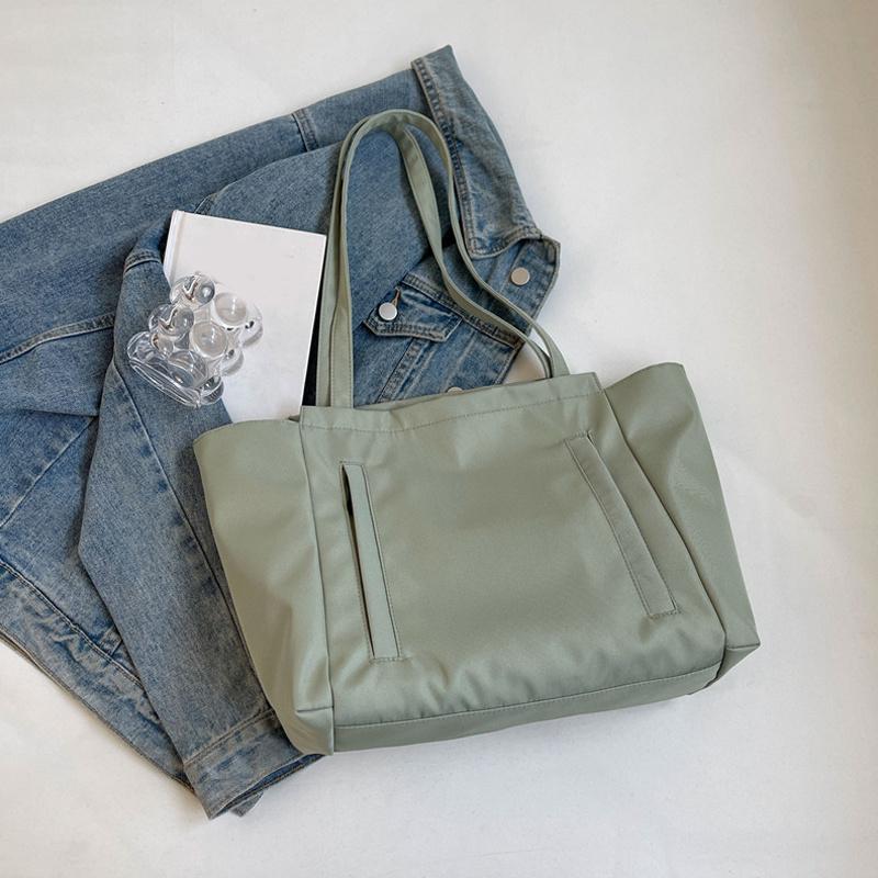 

Yogodlns Waterproof Nylon Shoulder Bag Large Capacity Fashion Simplicity Shoulder Tote Bag Women Casual Handbag Wear-resisting 42x12x26cm зелёный