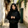 New knitted splicing sleeves short down cotton-padded jacket women's jacket winter stand-up collar loose thickened cotton-padded jacket women's clo