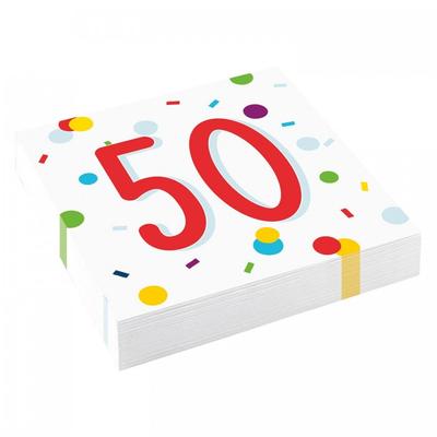 Confetti 50th Birthday Disposable Napkins (Pack of 20)