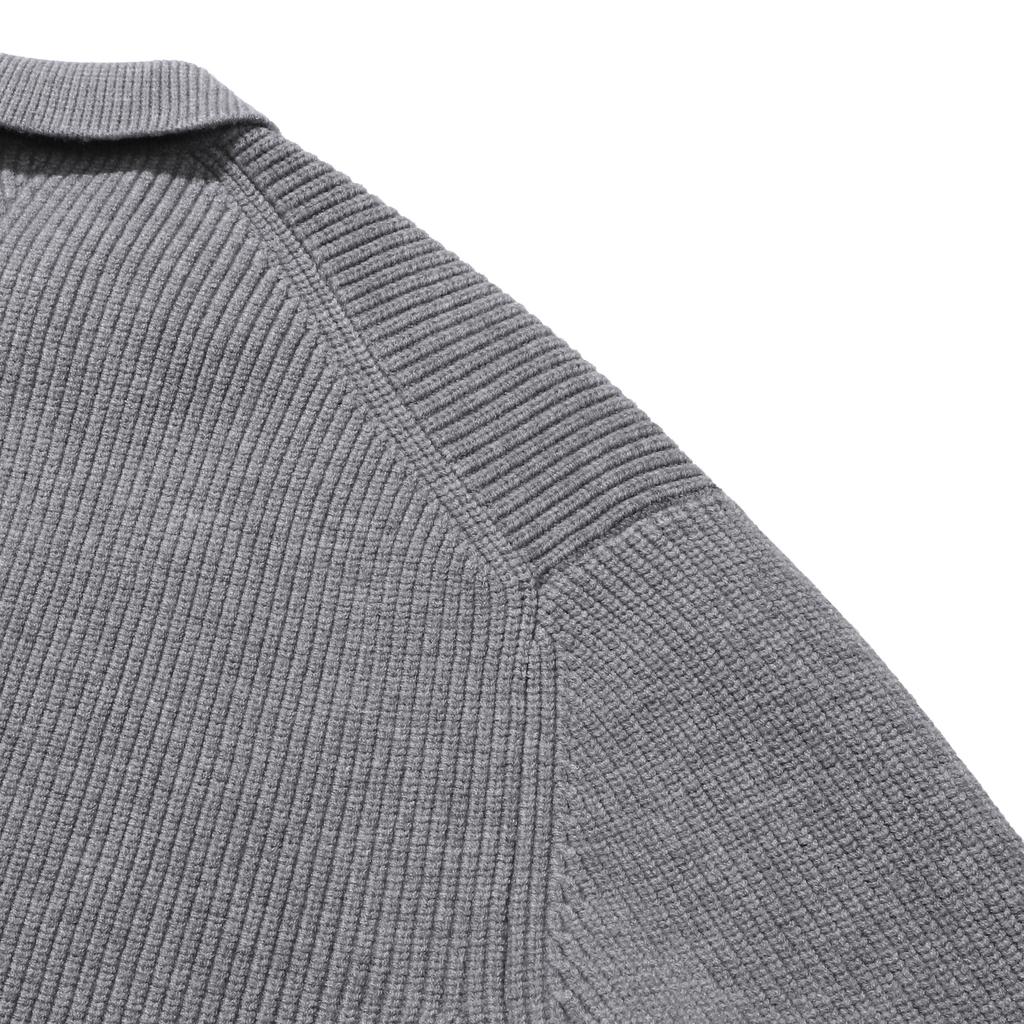 LEDEPT Cashmere Blending Hacci Button Collar Knit [Gray]