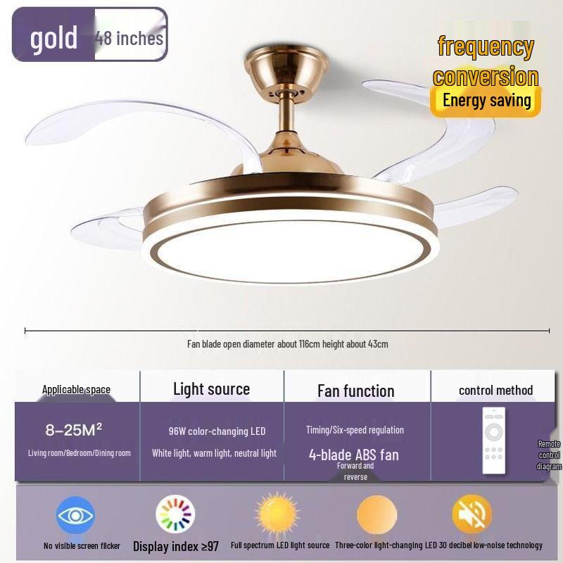 2026 Modern Invisible Ceiling Fan Light Chandelier for Dining, Living Room, Bedroom