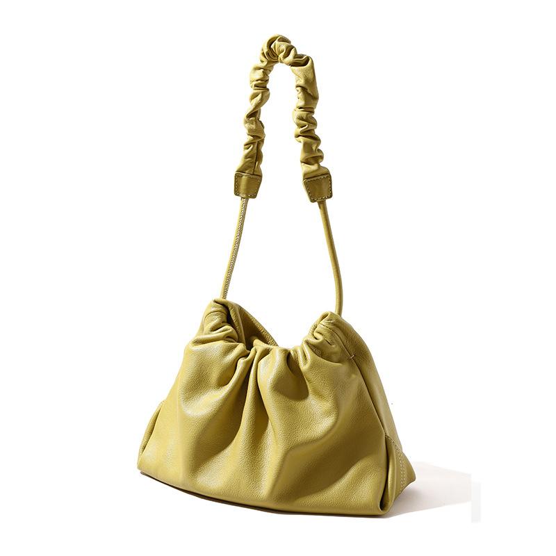 Premium leather women's bag designer new drawstring cloud bag simple wind messenger bag niche shoulder pleated bag