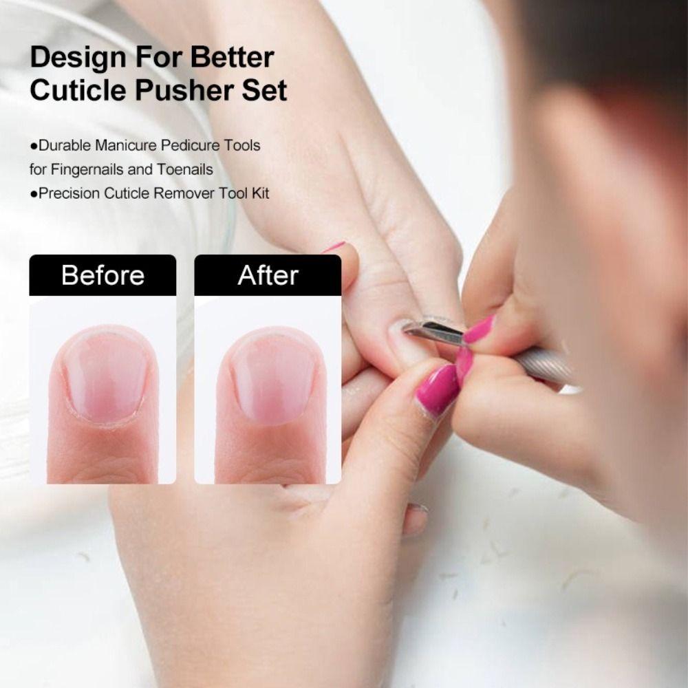 Stainless Steel Cuticle Pusher Double-Sided Double-Ended Dead Skin Remover Multicolor Beveled Steel Nail Art Tool Nail Care