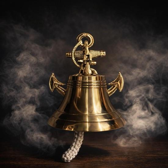 Solid Brass Polish Anchor Ship Bell Nautical Maritime Coastal Decor, 15.24 cm Marine Reproduction Office Home Christmas Gift