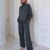 2025 European Women's Clothing: Casual Temperament Solid Color 2-Piece Set for Commuting
