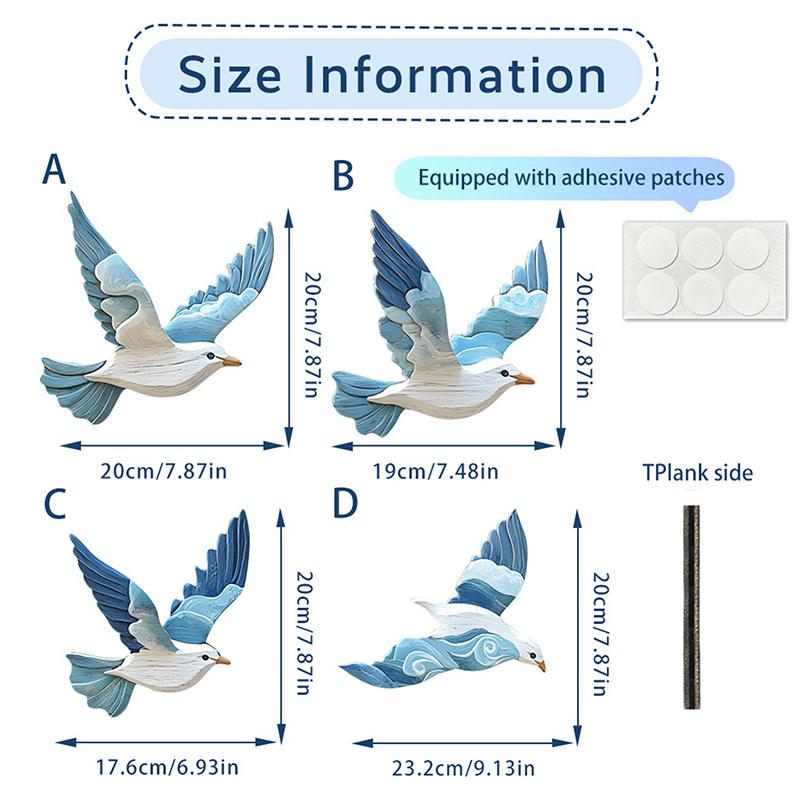 Retro Seagull Wall Decoration Set Wooden Seagull Ornament Room Decoration Living Room, Office Decor Items Home Decor Items