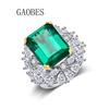 Luxury Emerald S925 Sterling Silver Ring for Women - Green Gemstone Inlaid