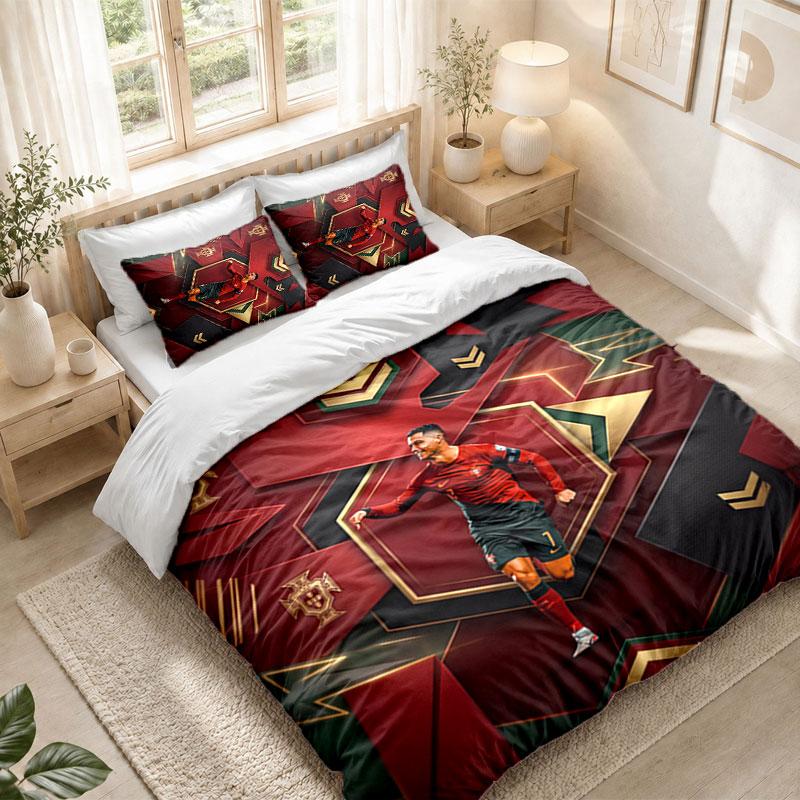 Set de așternut 1 Față de pilotă 2 Fețe de pernă Imprimeu Cristiano Ronaldo Dormitor Decorațiune Casă