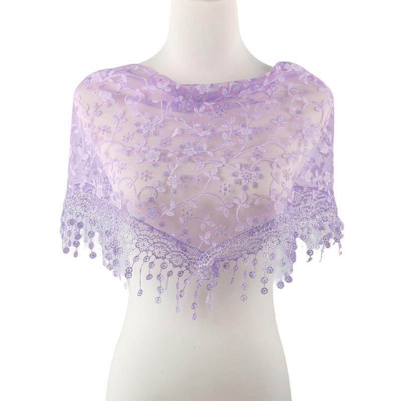 Luxury Embroidery Lace Tassel Headscarf Women Sheer Mesh Bandana Hijab Vintage Floral Head Wrap Boho Hair Scarf Daily Accessory