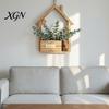Rustic Home Wall Decoration Wooden Planter, Creative Hanging Flower Pot Basket for Indoor Plants Decorative Faux Flowers, Decor Living Room
