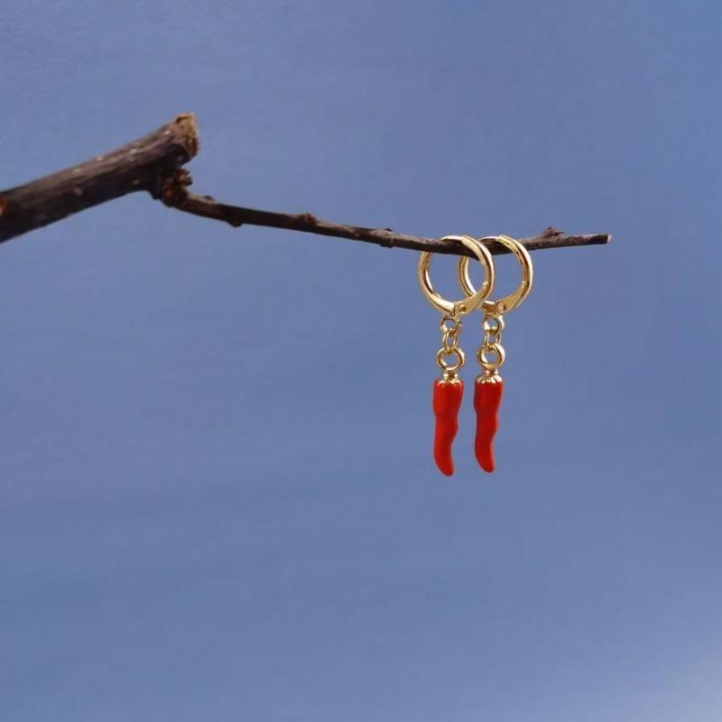 Fashion Red Pepper Chili Ear Buckle Explosion Red Pepper Earrings Y2K Earrings