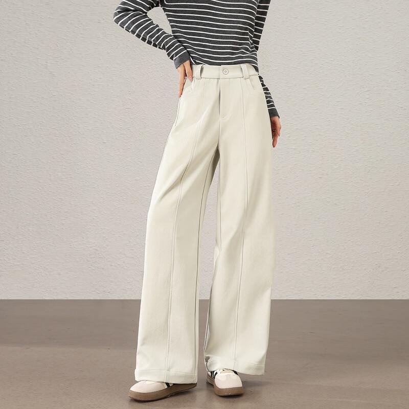 TERRE BLEUE Women's High-Waist Straight Flared Trousers