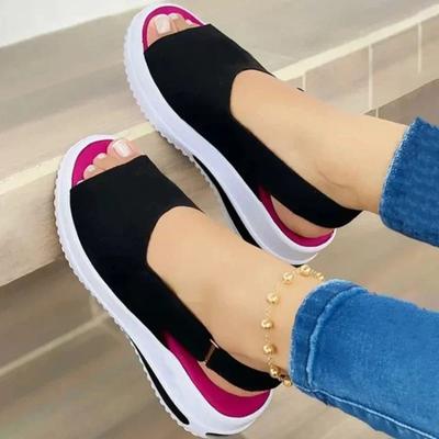 Fashion Summer Women's Shoes Platform Sandals Stretch Fabric Fashion Shoes Women Comfort Walking Ladies  Female Casual Footwear 35-43