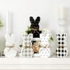 Easter Decorations - 5 Pcs Bunny Wooden Decor Signs Desktop Centerpiece Tiered Tray Ornaments Spring Cute Rabbits for Home Farmhouse Office