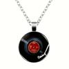 1pc Fashion Record Glass Pendant Necklace, for Men And Women