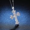 Women's PT950 Platinum Necklace - 1 Carat Moissanite Cross Pendant, Stylish & High-End Vibe, Elegant Statement Jewelry